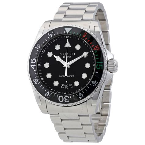 gucci dive xl black dial stainless steel men& 39|Gucci dive watch sale.